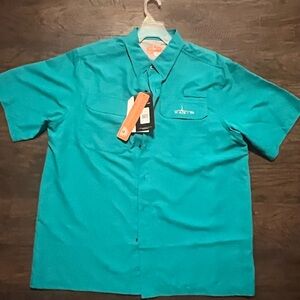 Men's Turquoise Short Sleeve Button Down Shirt